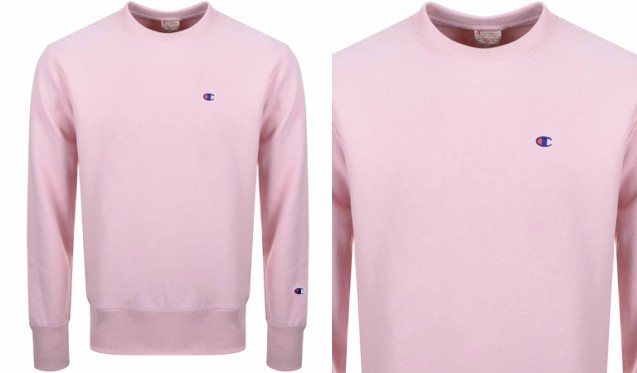 mens pink champion crewneck