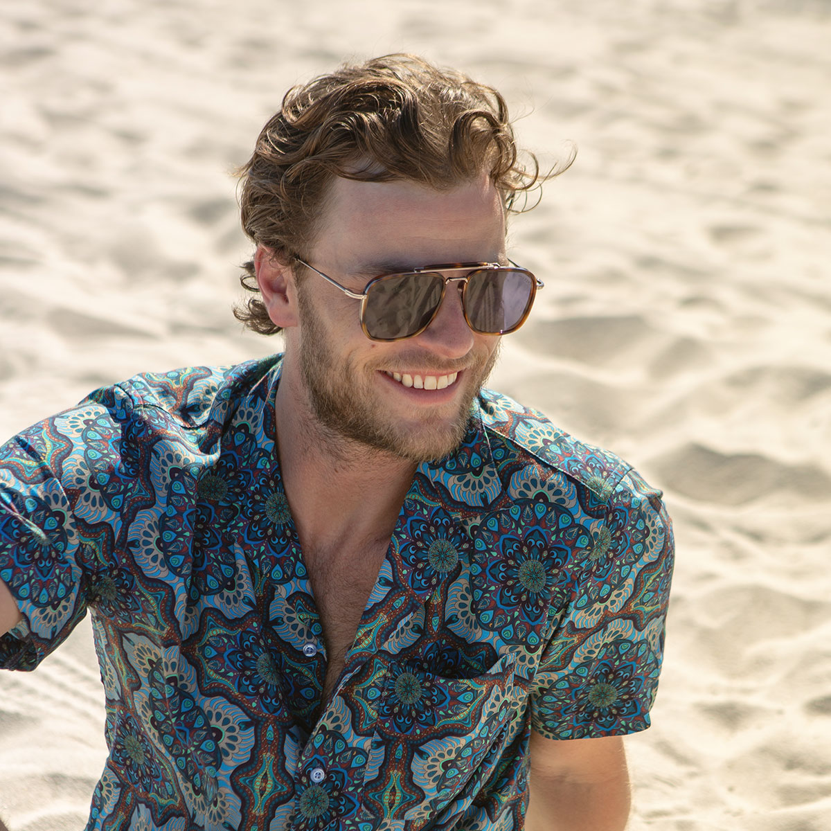 Man wearing patterned shirt